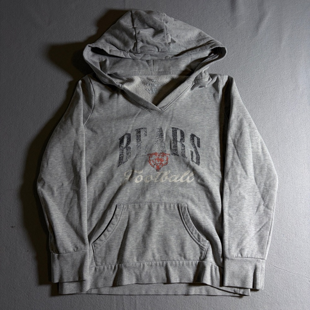 Fanatics Chicago Bears Football Womens V-Neck Hoodie Gray Large NFL faded